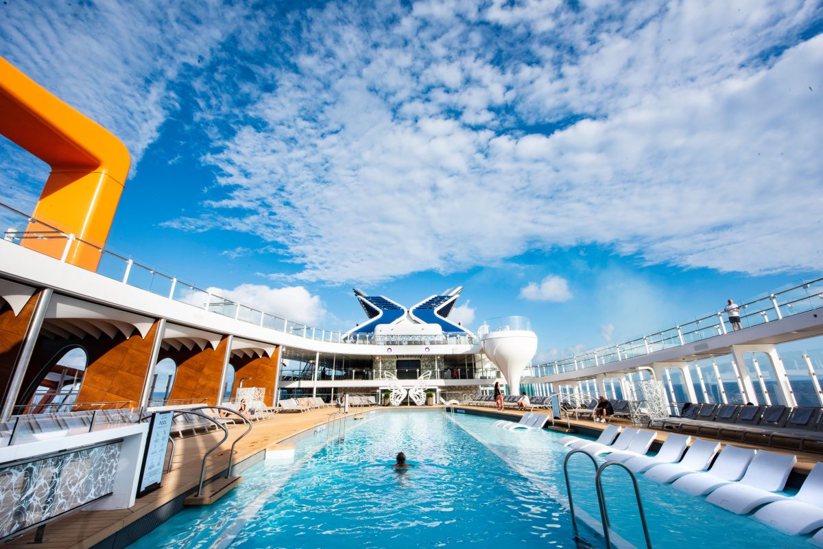 Pool DeckCelebrity Edge Naming Ceremonies. Fort Lauderdale, Florida USA. November 2018. Photo by Steve Dunlop steve@stevedunlop.com www.stevedunlop.com +447762084057