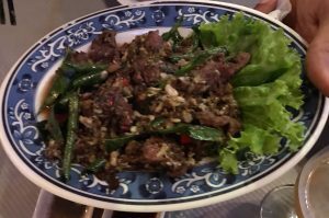 Red tree ants with beef strips