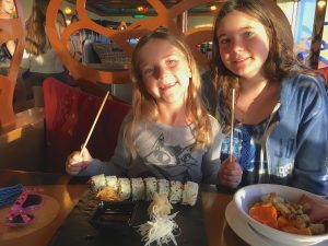 Trying sushi for the first time