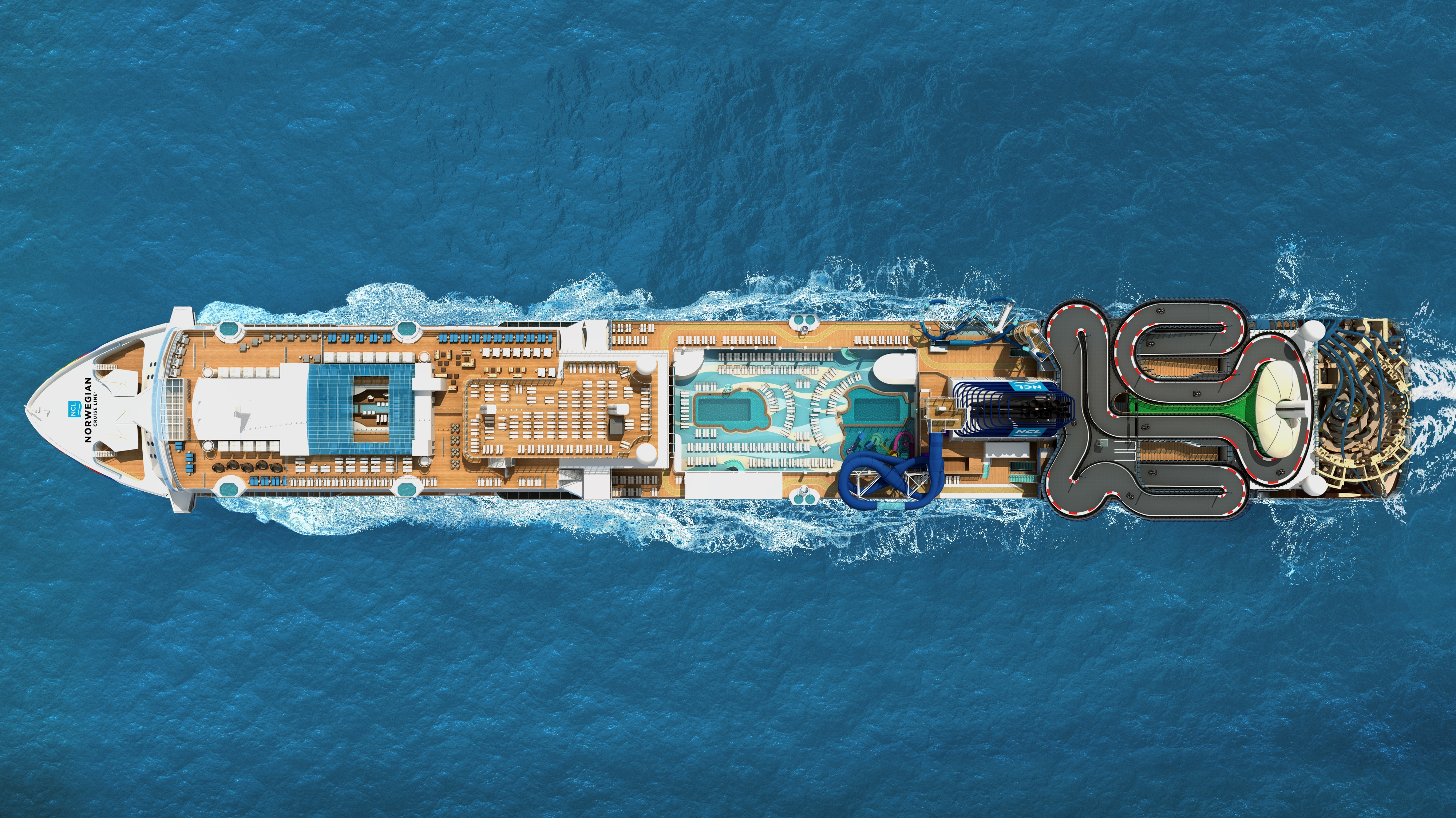 Norwegian Encore - Birds Eye Aerial Rendering