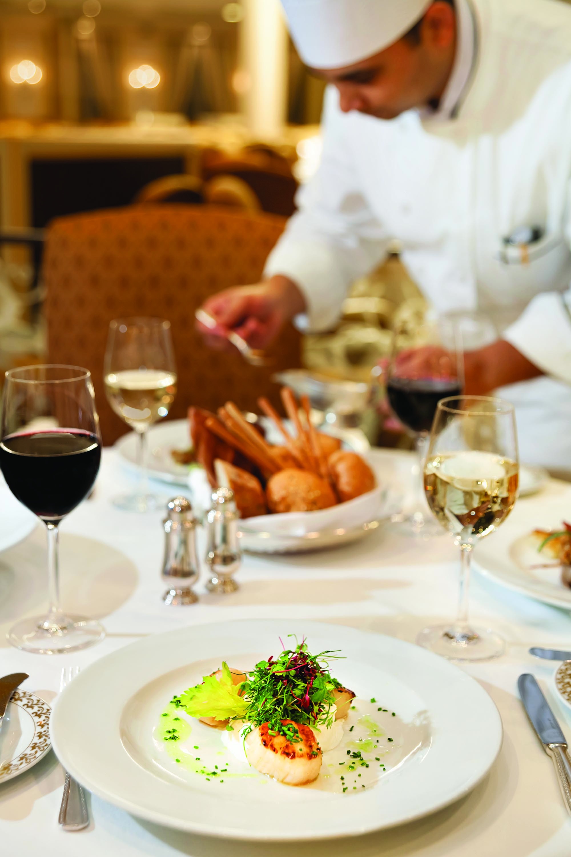 Oceania Cruises' Grand Dining Room, winner of the Best Main Dining Room Cuisine in the 2024 Readers' Choice Awards