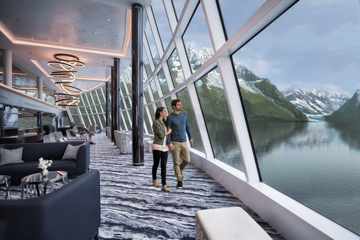 Observation Lounge couple strolling-Alaska.